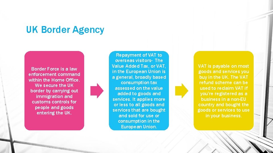 UK Border Agency Border Force is a law enforcement command within the Home Office.