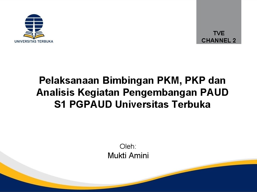 TVE CHANNEL 2 Pelaksanaan Bimbingan PKM, PKP dan Analisis Kegiatan Pengembangan PAUD S 1