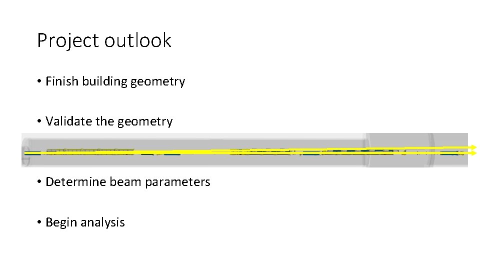 Project outlook • Finish building geometry • Validate the geometry • Determine beam parameters