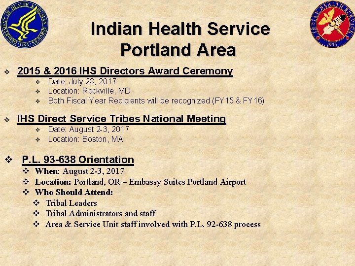 Indian Health Service Portland Area v 2015 & 2016 IHS Directors Award Ceremony v