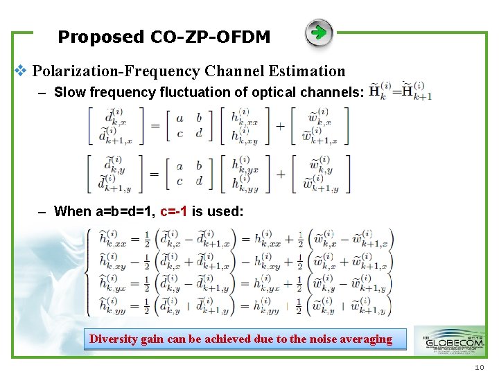 Proposed CO-ZP-OFDM v Polarization-Frequency Channel Estimation – Slow frequency fluctuation of optical channels: – Proposed CO-ZP-OFDM v Polarization-Frequency Channel Estimation – Slow frequency fluctuation of optical channels: –