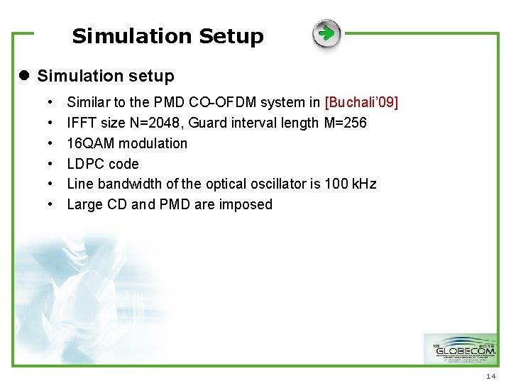Simulation Setup l Simulation setup • • • Similar to the PMD CO-OFDM system Simulation Setup l Simulation setup • • • Similar to the PMD CO-OFDM system