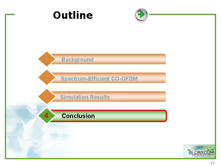Outline 1 Background 2 Spectrum-Efficient CO-OFDM 3 Simulation Results 4 Conclusion 17 Outline 1 Background 2 Spectrum-Efficient CO-OFDM 3 Simulation Results 4 Conclusion 17