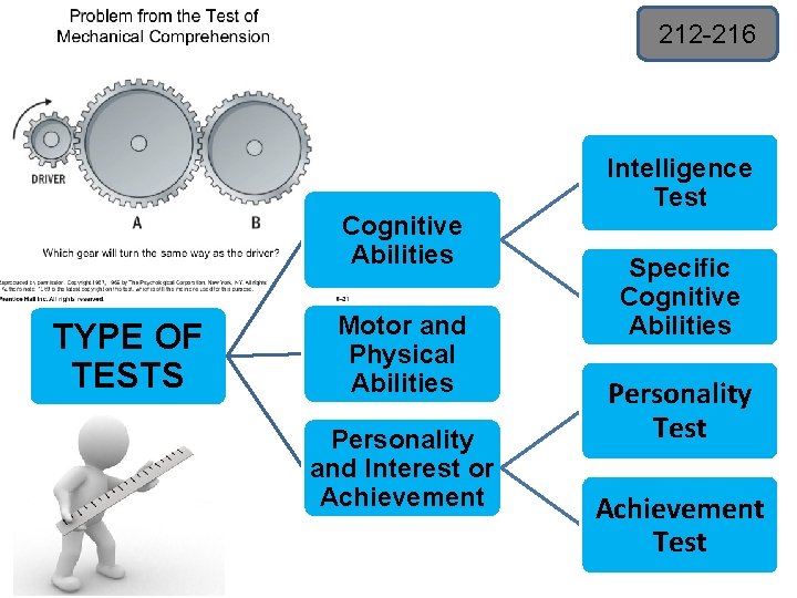 212 -216 Cognitive Abilities TYPE OF TESTS Motor and Physical Abilities Personality and Interest