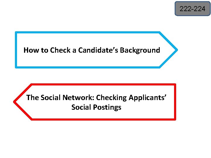 222 -224 How to Check a Candidate’s Background The Social Network: Checking Applicants’ Social