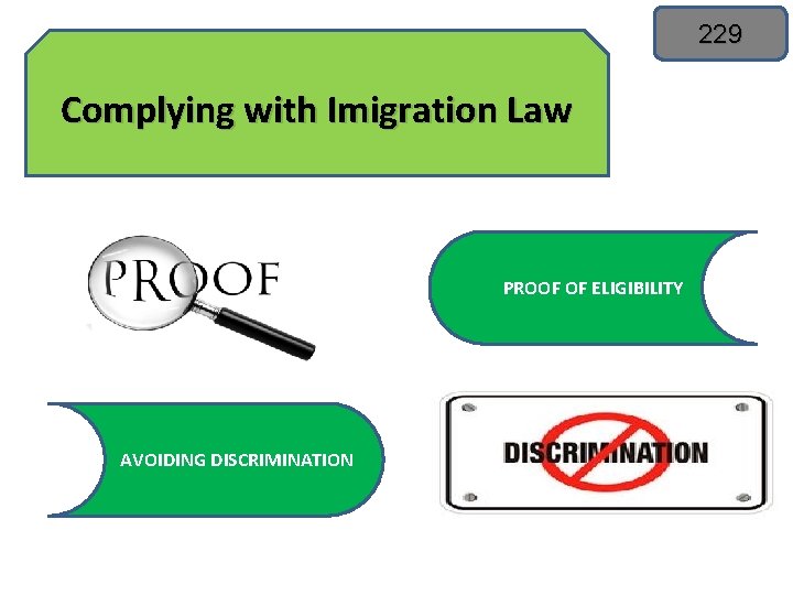 229 Complying with Imigration Law PROOF OF ELIGIBILITY AVOIDING DISCRIMINATION 