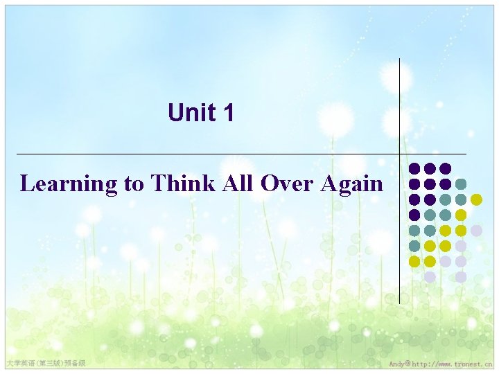 Learning Again Unit 1 Learning to Think All Over Again