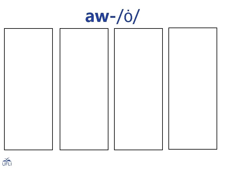 aw-/ȯ/ saw law draw lawn drawn straw crawl paw claw jaw yawn pawn flaw