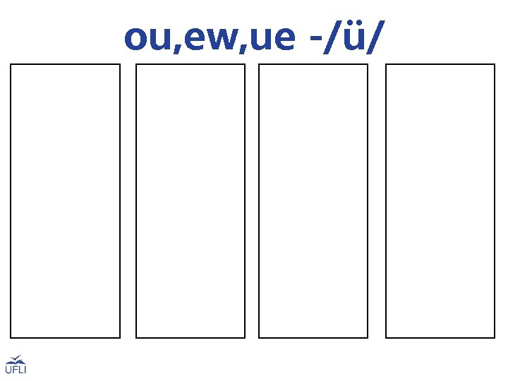 chew ou, ew, ue -/ü/ dew due you glue new youth blue true stew