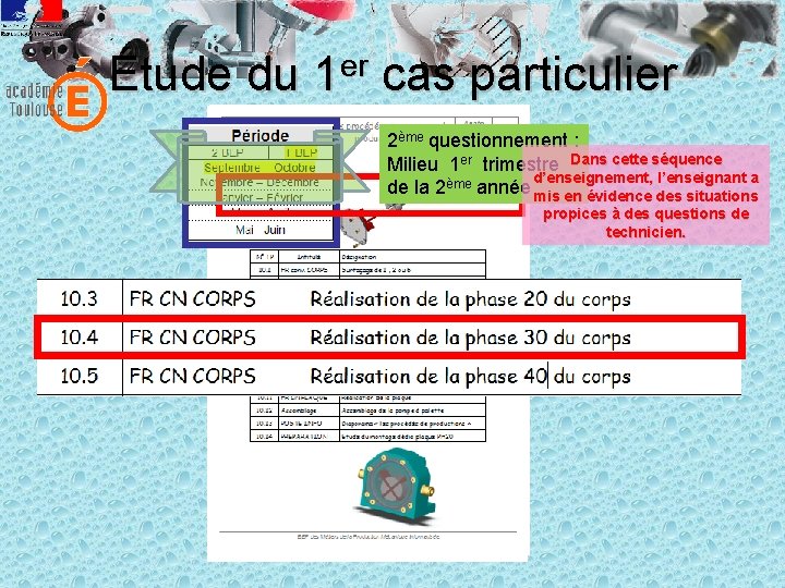 Étude du 1 er cas particulier 2ème questionnement : Milieu 1 er trimestre Dans