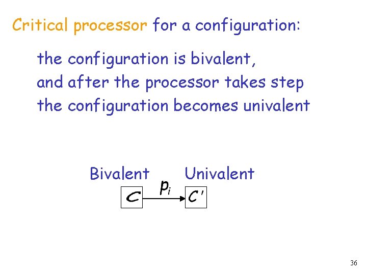 Critical processor for a configuration: the configuration is bivalent, and after the processor takes