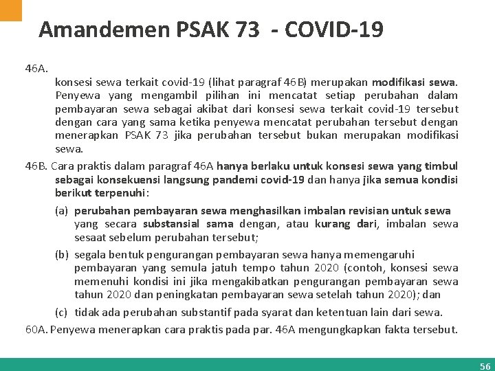 Amandemen PSAK 73 - COVID-19 46 A. konsesi sewa terkait covid-19 (lihat paragraf 46