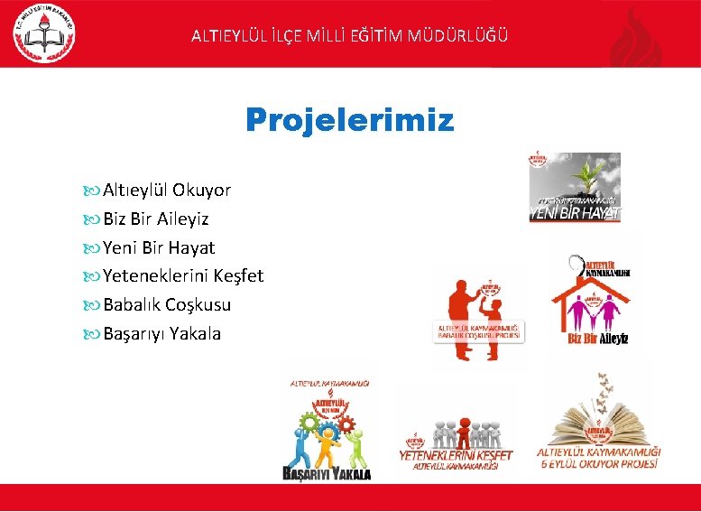 ALTIEYLÜL İLÇE MİLLİ EĞİTİM MÜDÜRLÜĞÜ Projelerimiz Altıeylül Okuyor Biz Bir Aileyiz Yeni Bir Hayat