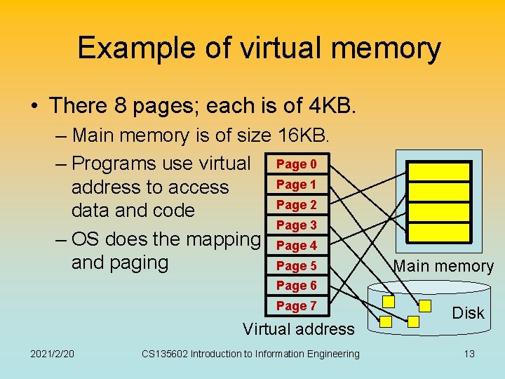 Example of virtual memory • There 8 pages; each is of 4 KB. – Example of virtual memory • There 8 pages; each is of 4 KB. –