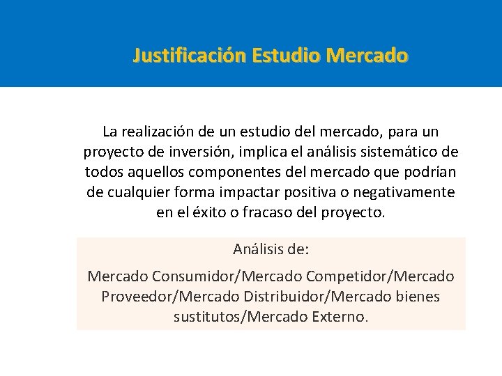 Justificación Estudio Mercado La realización de un estudio del mercado, para un proyecto de Justificación Estudio Mercado La realización de un estudio del mercado, para un proyecto de