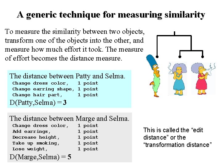 A generic technique for measuring similarity To measure the similarity between two objects, transform