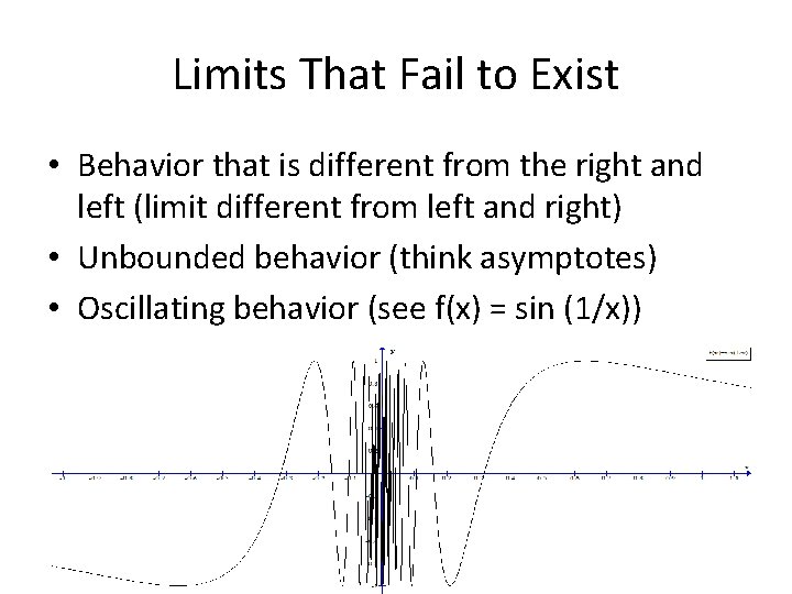 Limits That Fail to Exist • Behavior that is different from the right and