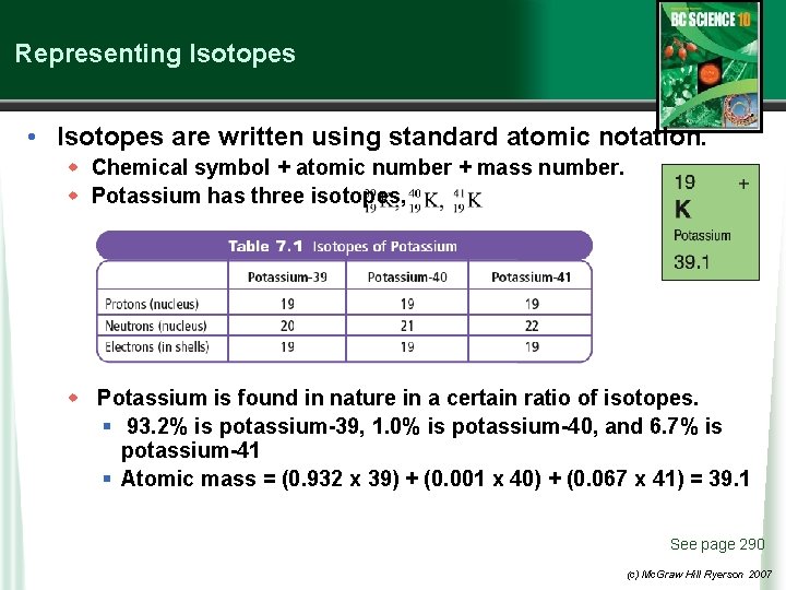 Representing Isotopes • Isotopes are written using standard atomic notation. w Chemical symbol +