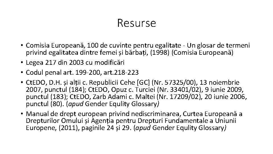 Resurse • Comisia Europeană, 100 de cuvinte pentru egalitate - Un glosar de termeni