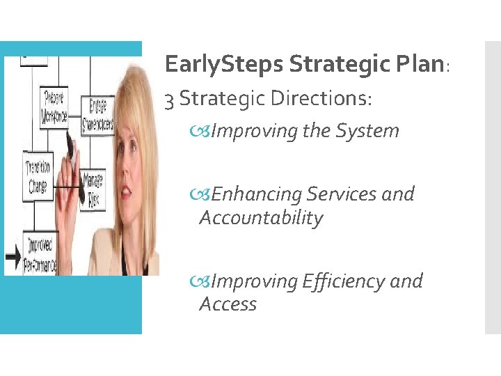 Early. Steps Strategic Plan: 3 Strategic Directions: Improving the System Enhancing Services and Accountability Early. Steps Strategic Plan: 3 Strategic Directions: Improving the System Enhancing Services and Accountability