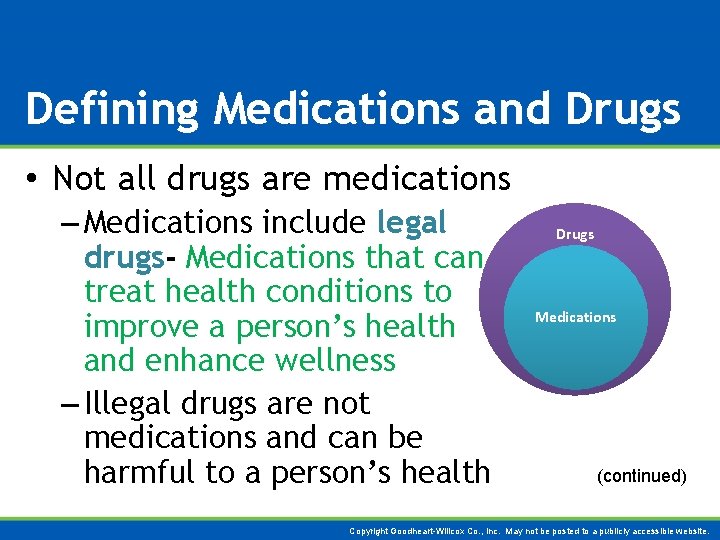 Defining Medications and Drugs • Not all drugs are medications – Medications include legal