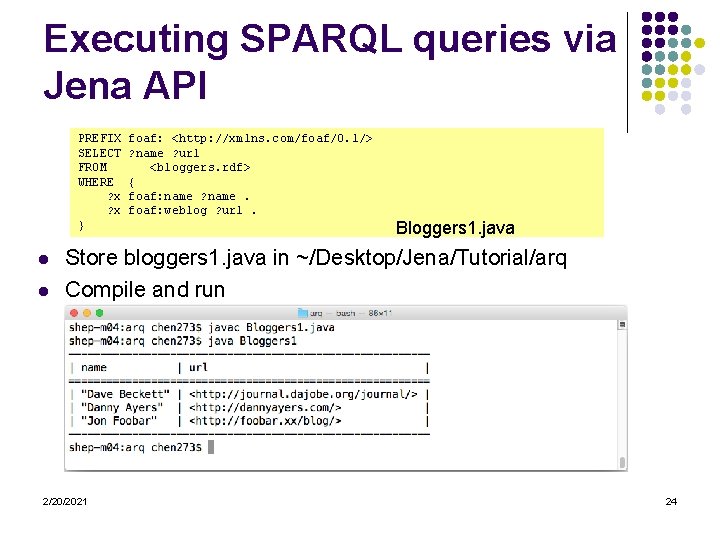 Executing SPARQL queries via Jena API PREFIX SELECT FROM WHERE ? x } l