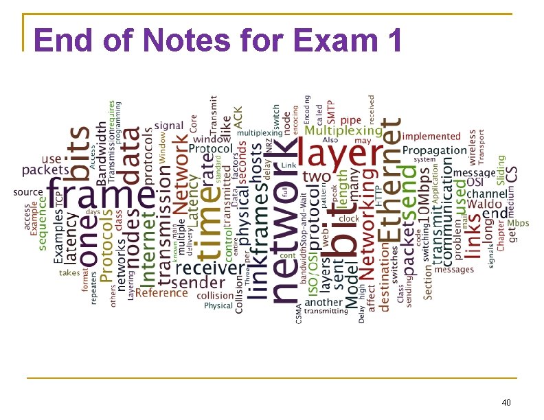 End of Notes for Exam 1 40 