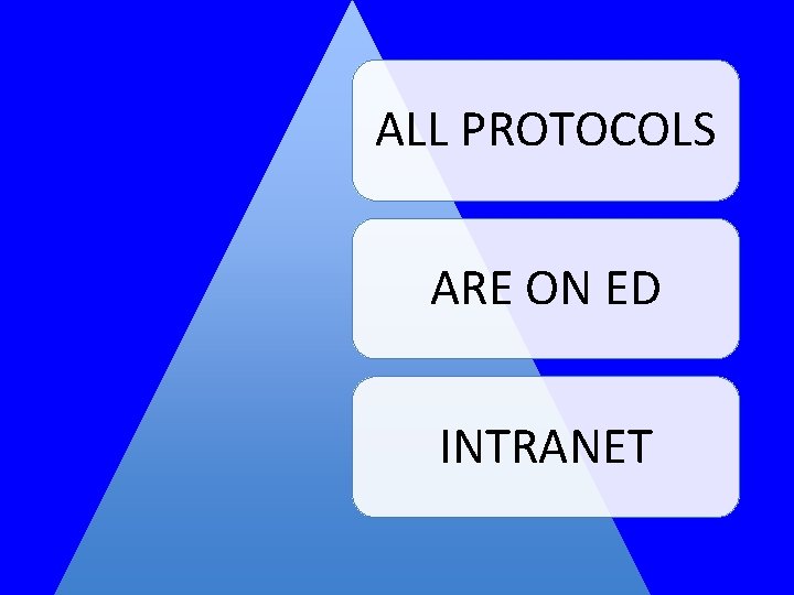 ALL PROTOCOLS ARE ON ED INTRANET 