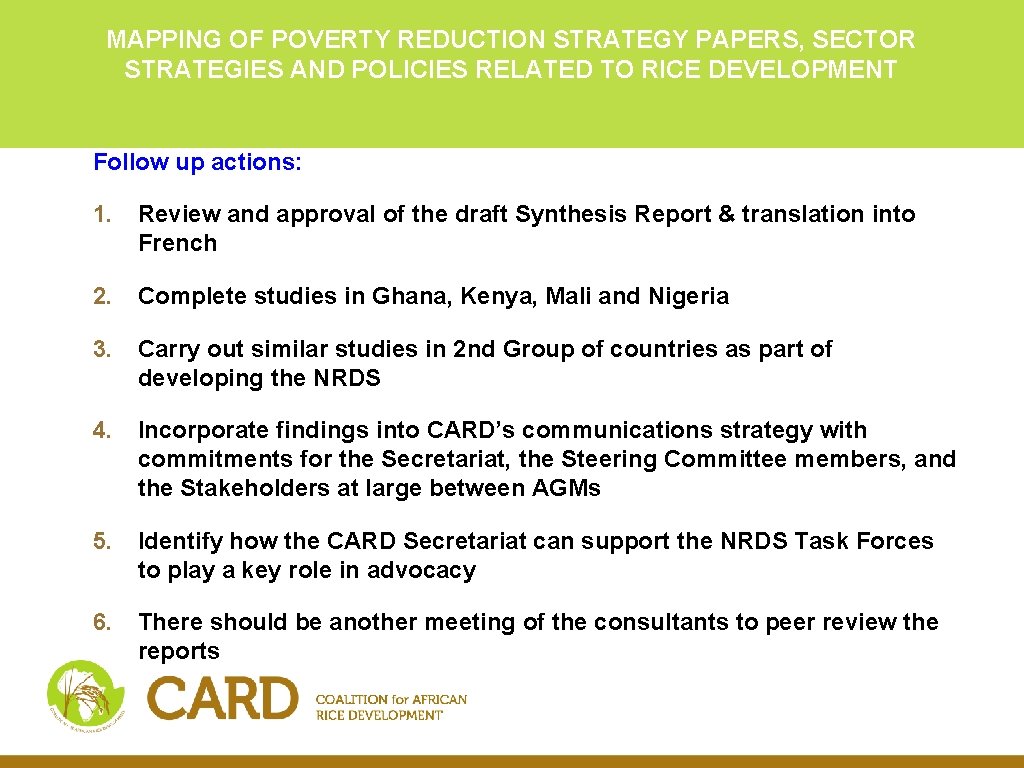 MAPPING OF POVERTY REDUCTION STRATEGY PAPERS, SECTOR STRATEGIES AND POLICIES RELATED TO RICE DEVELOPMENT MAPPING OF POVERTY REDUCTION STRATEGY PAPERS, SECTOR STRATEGIES AND POLICIES RELATED TO RICE DEVELOPMENT