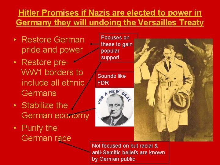 Hitler Promises if Nazis are elected to power in Germany they will undoing the