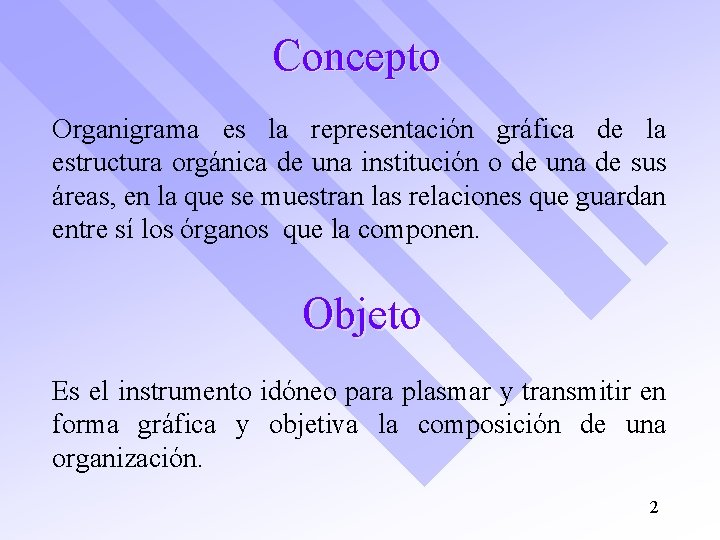 Concepto Organigrama es la representación gráfica de la estructura orgánica de una institución o