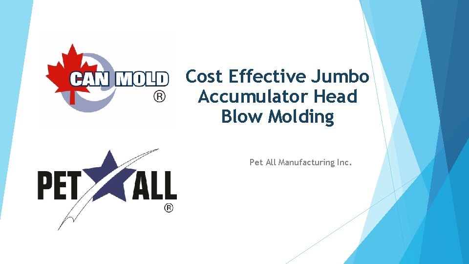Cost Effective Jumbo Accumulator Head Blow Molding Pet All Manufacturing Inc. 