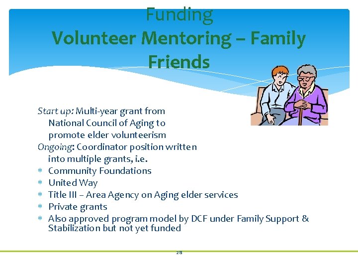 Funding Volunteer Mentoring – Family Friends Start up: Multi-year grant from National Council of