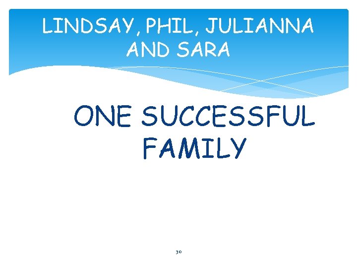 LINDSAY, PHIL, JULIANNA AND SARA ONE SUCCESSFUL FAMILY 30 