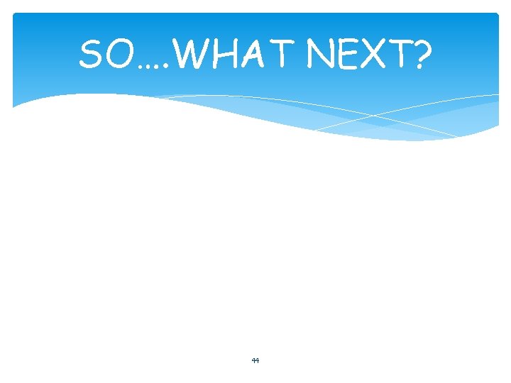 SO…. WHAT NEXT? 44 
