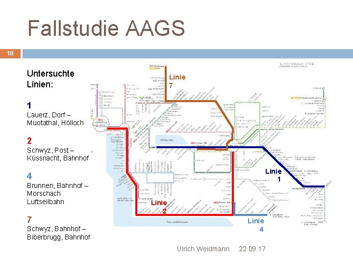 Fallstudie AAGS 18 Untersuchte Linien: Linie 7 1 Lauerz, Dorf – Muotathal, Hölloch 2