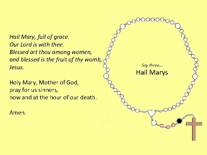 Hail Mary, full of grace. Our Lord is with thee. Blessed art thou among