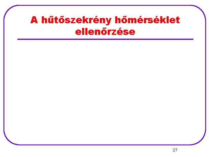 A hűtőszekrény hőmérséklet ellenőrzése 27 