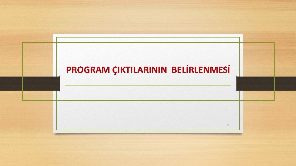 PROGRAM ÇIKTILARININ BELİRLENMESİ 3 