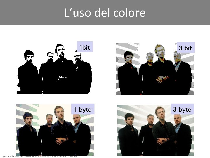 L’uso del colore 1 bit 3 bit 1 byte 3 byte queste slide sono