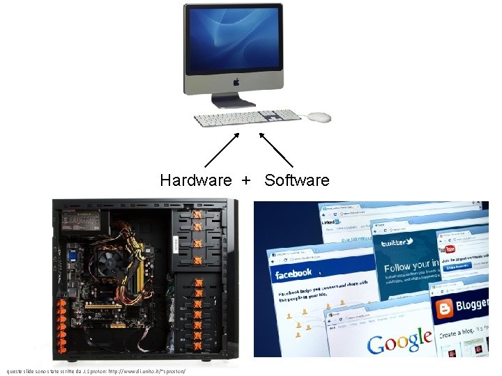 Hardware + Software queste slide sono state scritte da J. Sproton: http: //www. di.