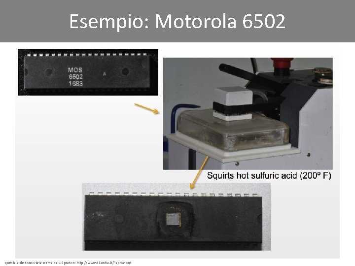 Esempio: Motorola 6502 queste slide sono state scritte da J. Sproton: http: //www. di.