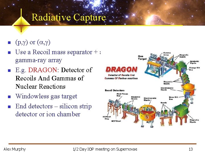 Radiative Capture n n n (p, g) or (a, g) Use a Recoil mass
