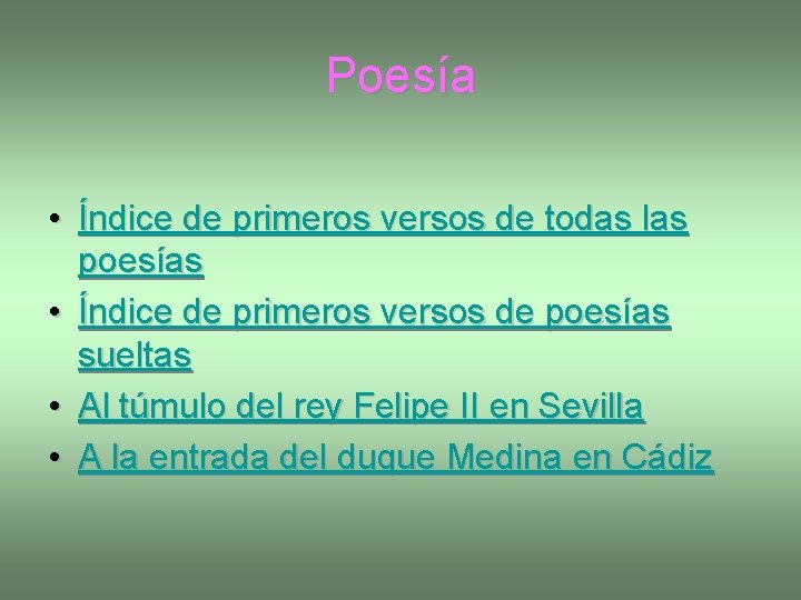Poesía • Índice de primeros versos de todas las poesías • Índice de primeros