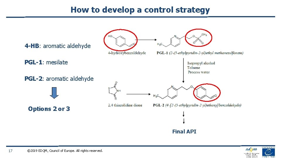 How to develop a control strategy 4 -HB: aromatic aldehyde PGL-1: mesilate PGL-2: aromatic