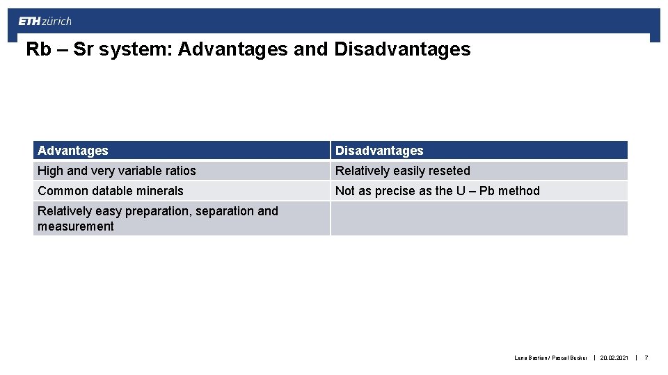 Rb – Sr system: Advantages and Disadvantages Advantages Disadvantages High and very variable ratios