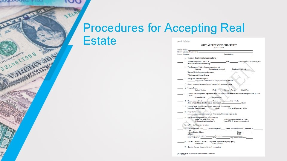 Procedures for Accepting Real Estate 