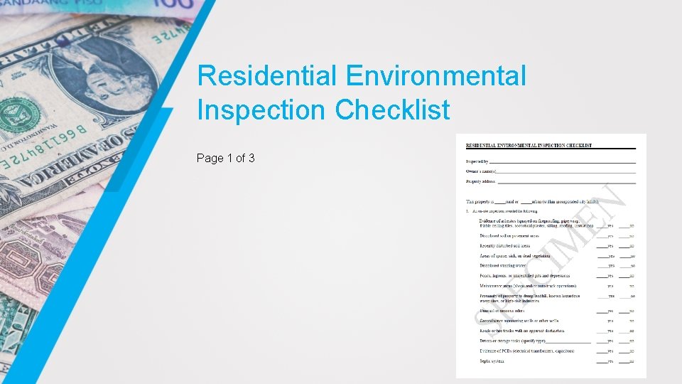 Residential Environmental Inspection Checklist Page 1 of 3 Residential Environmental Inspection Checklist Page 1 of 3