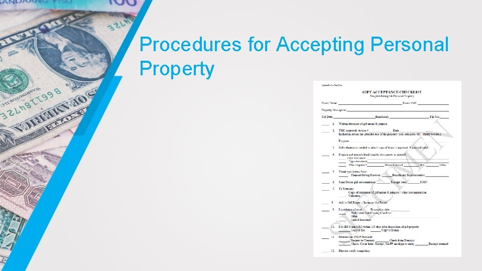 Procedures for Accepting Personal Property 