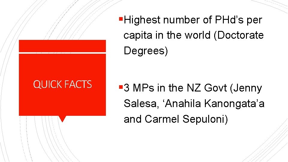 §Highest number of PHd’s per capita in the world (Doctorate Degrees) QUICK FACTS §